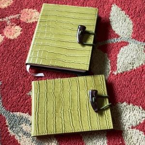Set of two crock embossed leather notebooks